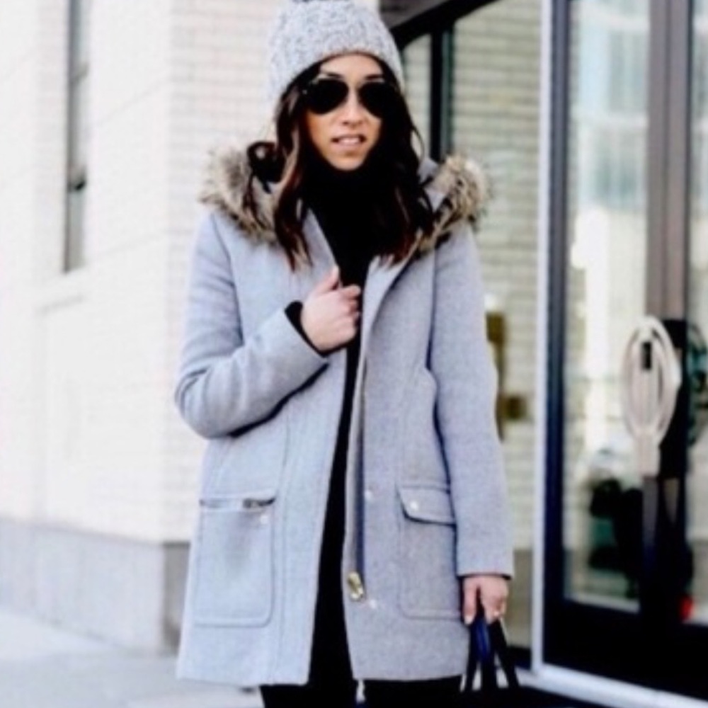 J. Crew Vail Fur Hooded Parka in Grey